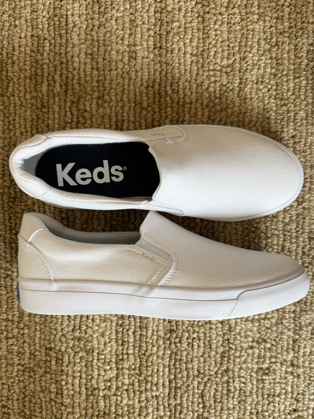 Keds Womens Pursuit White Canvas Slip-On Sneakers